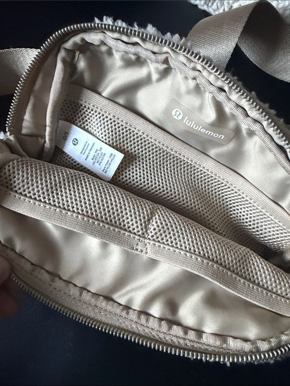 Lululemon Cream Sherpa Crossbody Bely bag